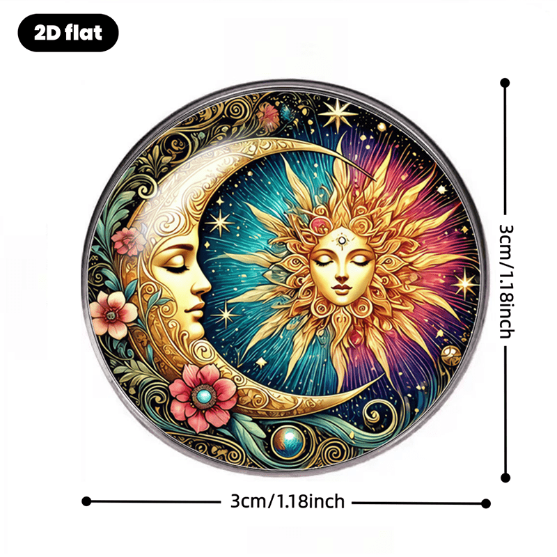 Elegant Bohemian Sun Moon Face Pattern Brooch, Vintage Badge